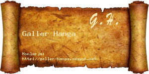 Galler Hanga névjegykártya